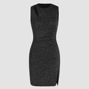 Knit Glitter Cut Out Split Mini Dress